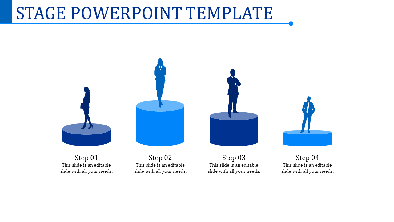 Effective Stage PowerPoint Template In Blue Color Slide